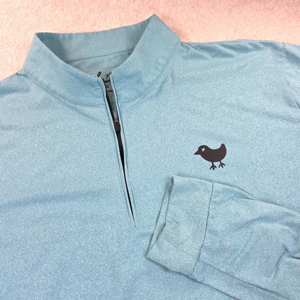 Bad Birdie Golf Top Mens 2XL Blue Heather Performance Logo Quarter-Zip Pullover